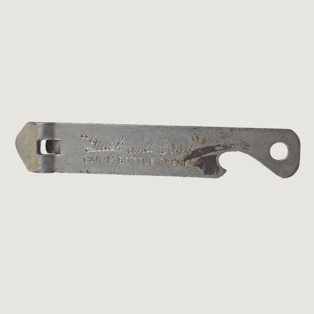 Vaughan Can & Bottle Opener Silver Vintage Quick and Easy Church Key USA Made
